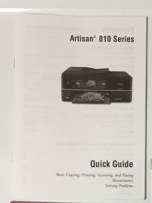 EPSON ARTISAN 810, QUICK GUIDE #087