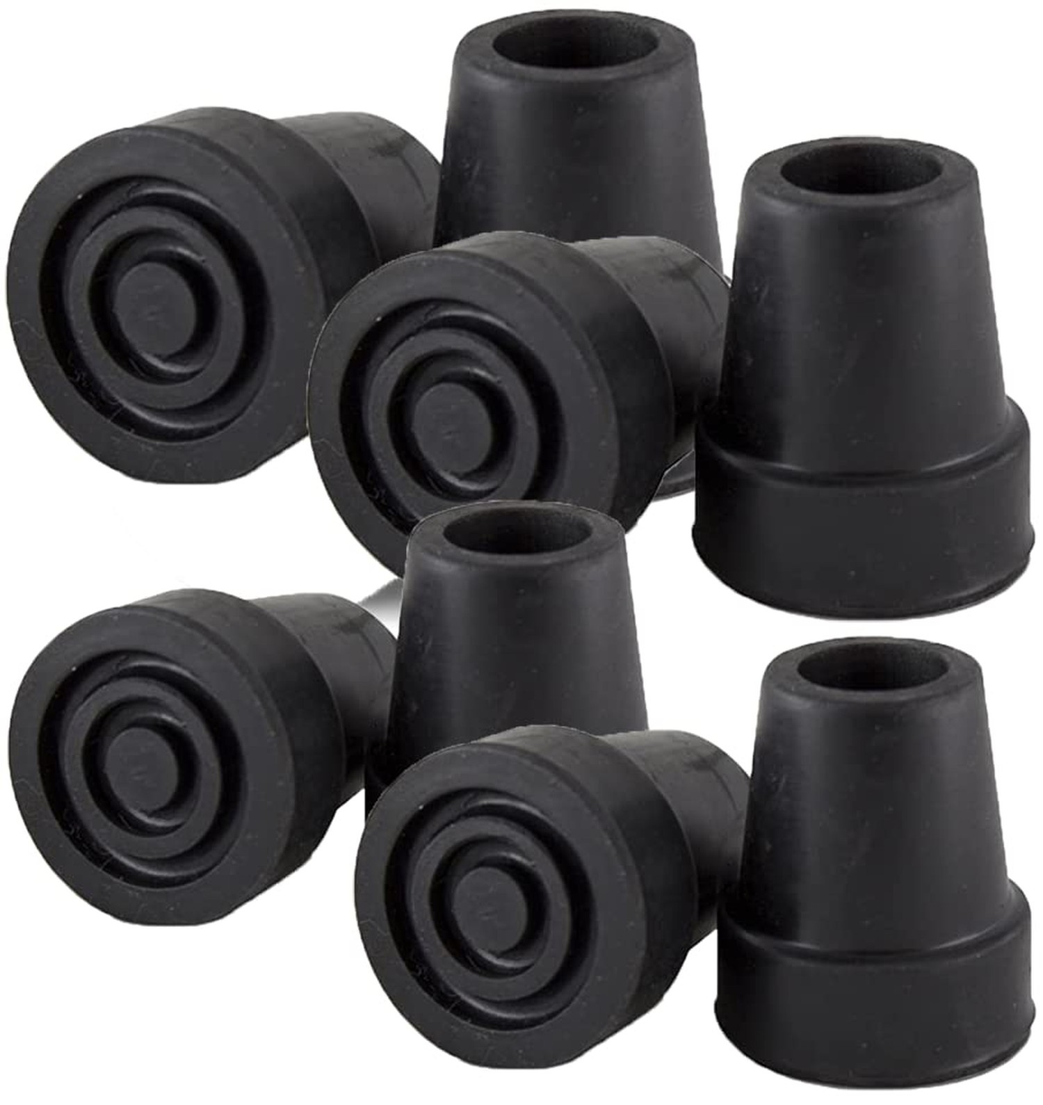 SkyMed Sky Med 1/2 inch Shaft Small Base Quad Cane Replacement Tip Black 8 Co...