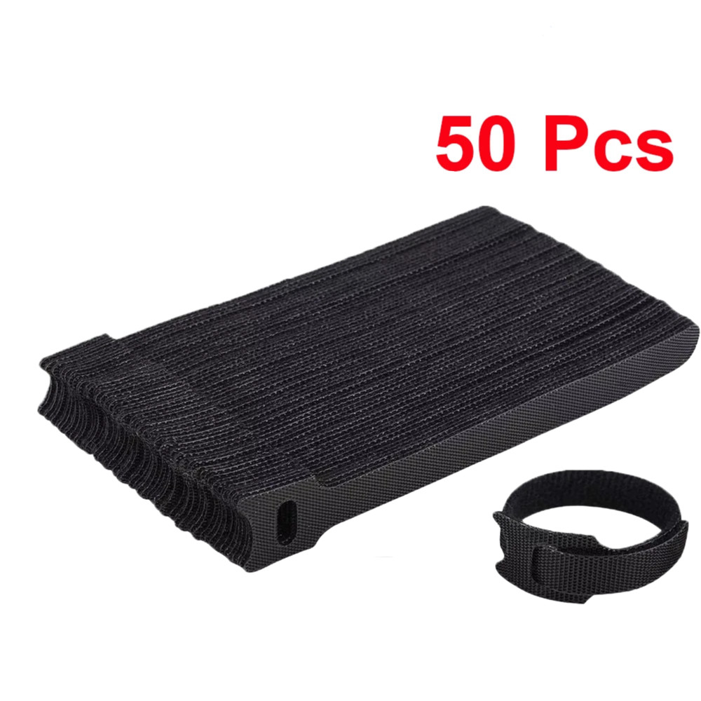 50pcs Cable Straps Wire Cord Hook Loop Ties Reusable Fastening Organizer Laptop