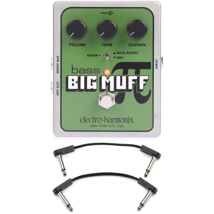 Electro-Harmonix Bass Big Muff Pi Bass Fuzz Pedal with EBS Patch Cables
