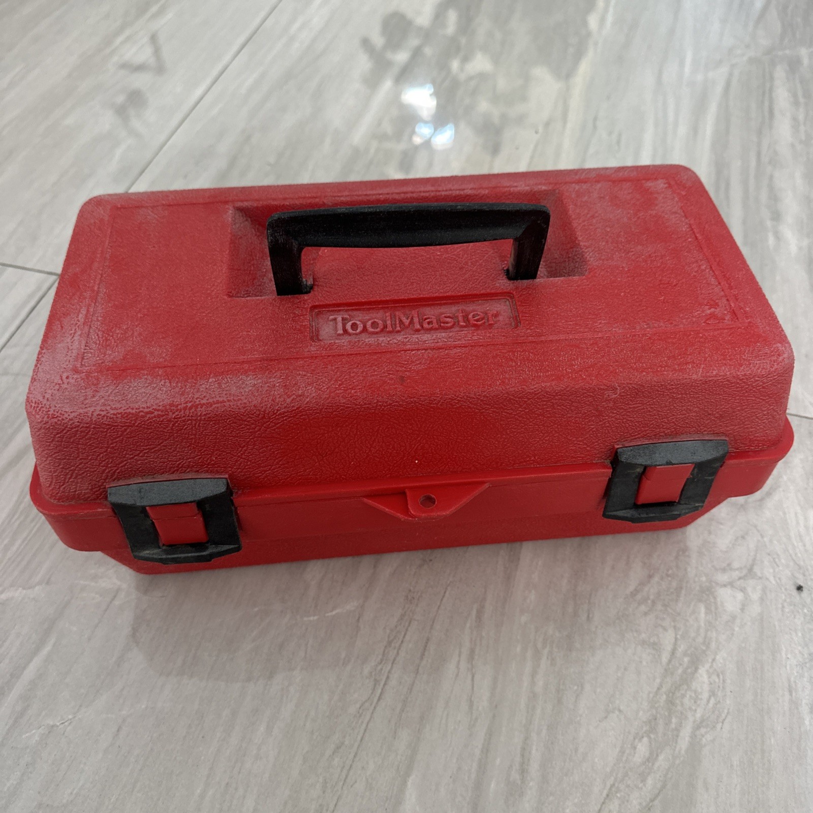 Toolmaster Red & Black Tool Box W/ Removable Tote Latch & Handle 15 Inch Vintage