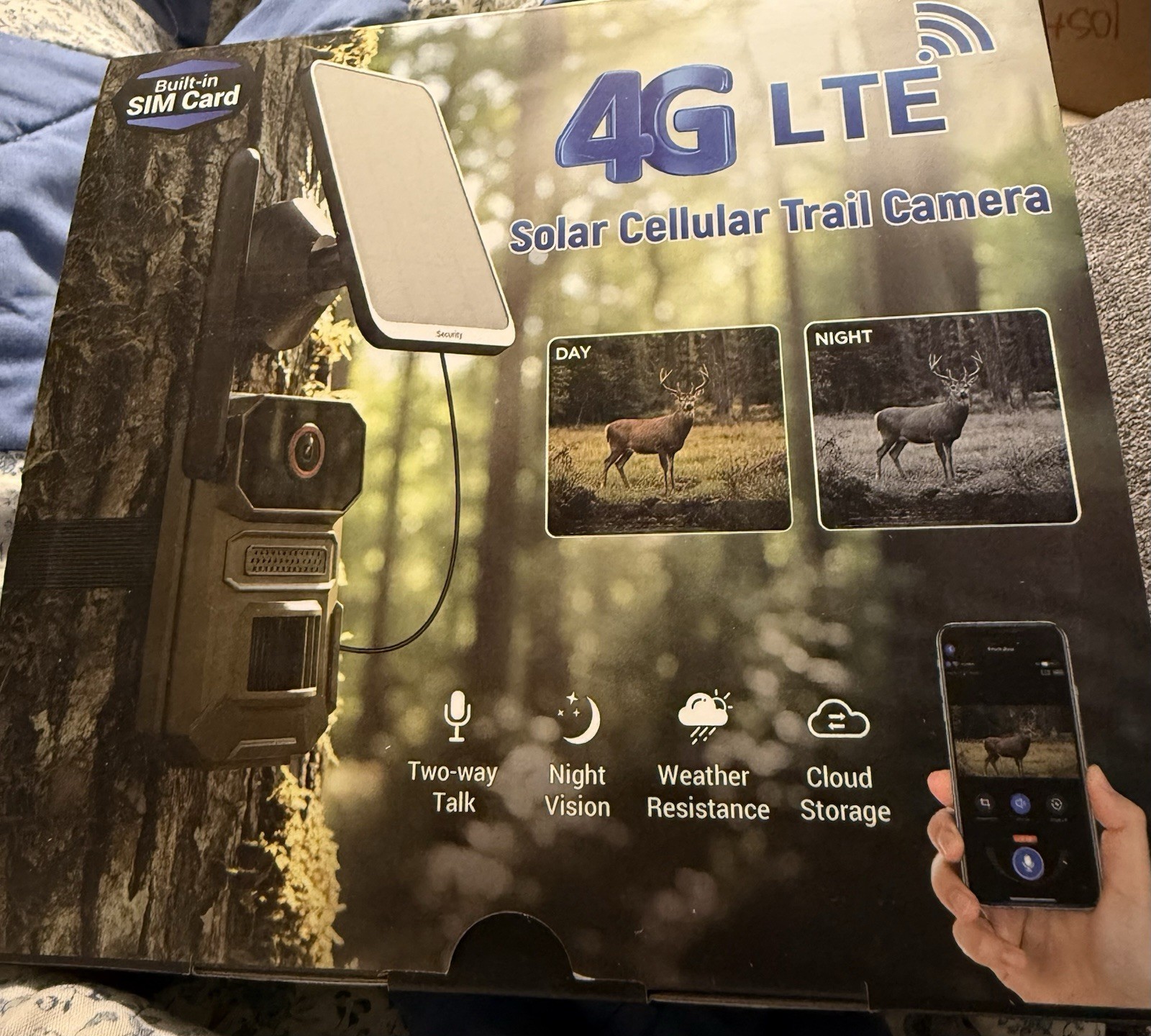 4G LTE Cellular Trail Camera Solar Powered (built In Sim Card) Two Way Talk! NEW