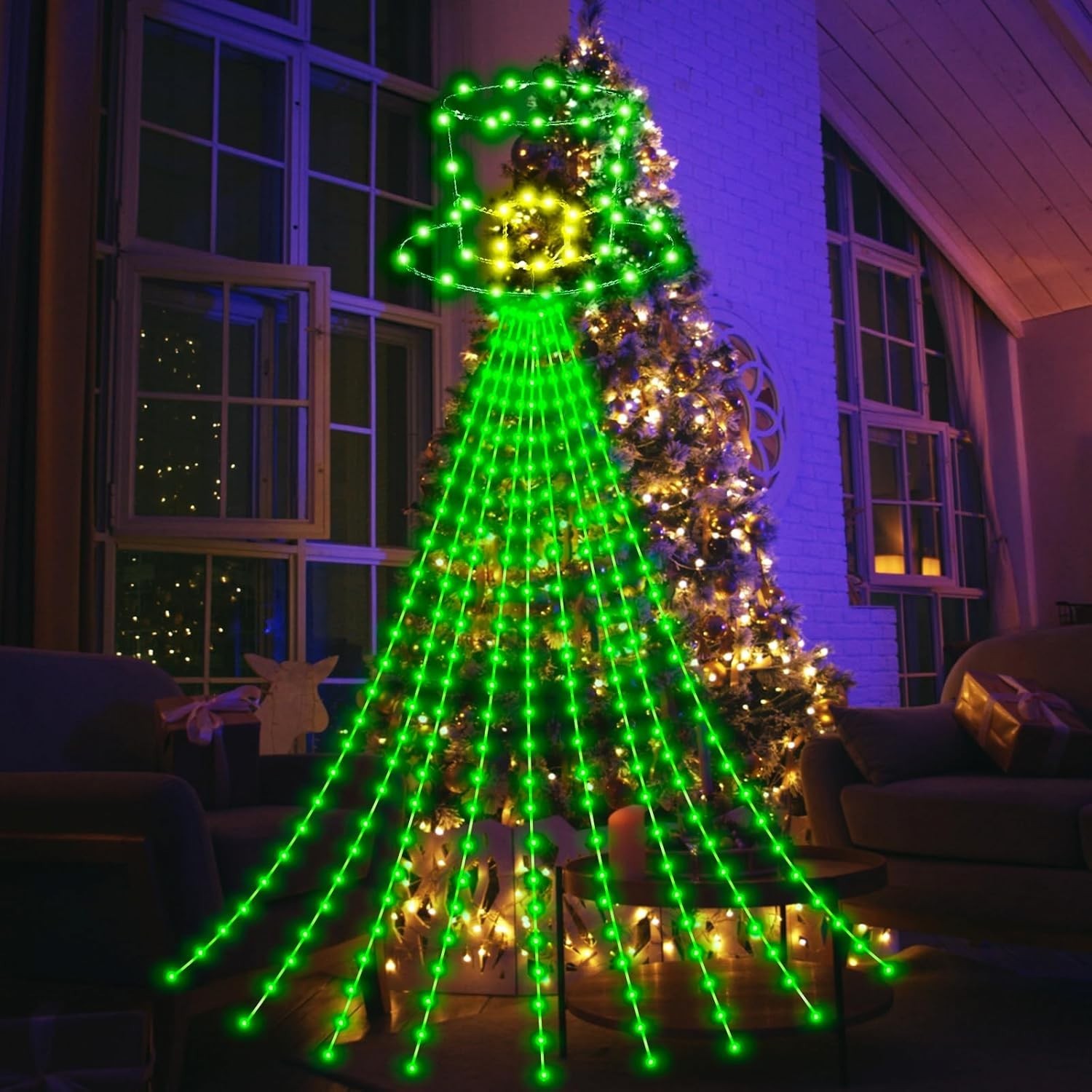 12 ft St Patrick's Day Waterfall String Lights with 320 LED Leprechaun Hat Light