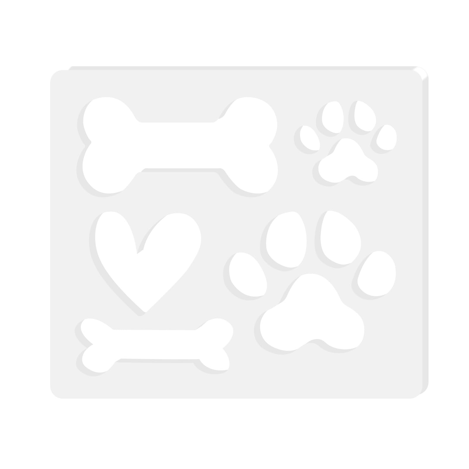 5in1 Dog Bone Paw Print Acrylic Router Template Woodworking 6.69x5.9 Inch