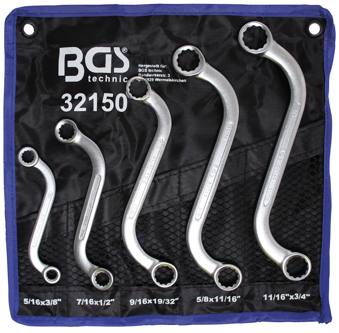 BGS - S Type - SAE Imperial Double Ring Spanner Set - 3/8" - 3/4" - 32150