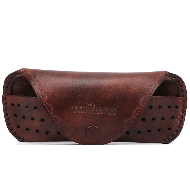 TOURBON Leather Eyeglasses Protector Case Glasses Carrier Belt Pouch Gift