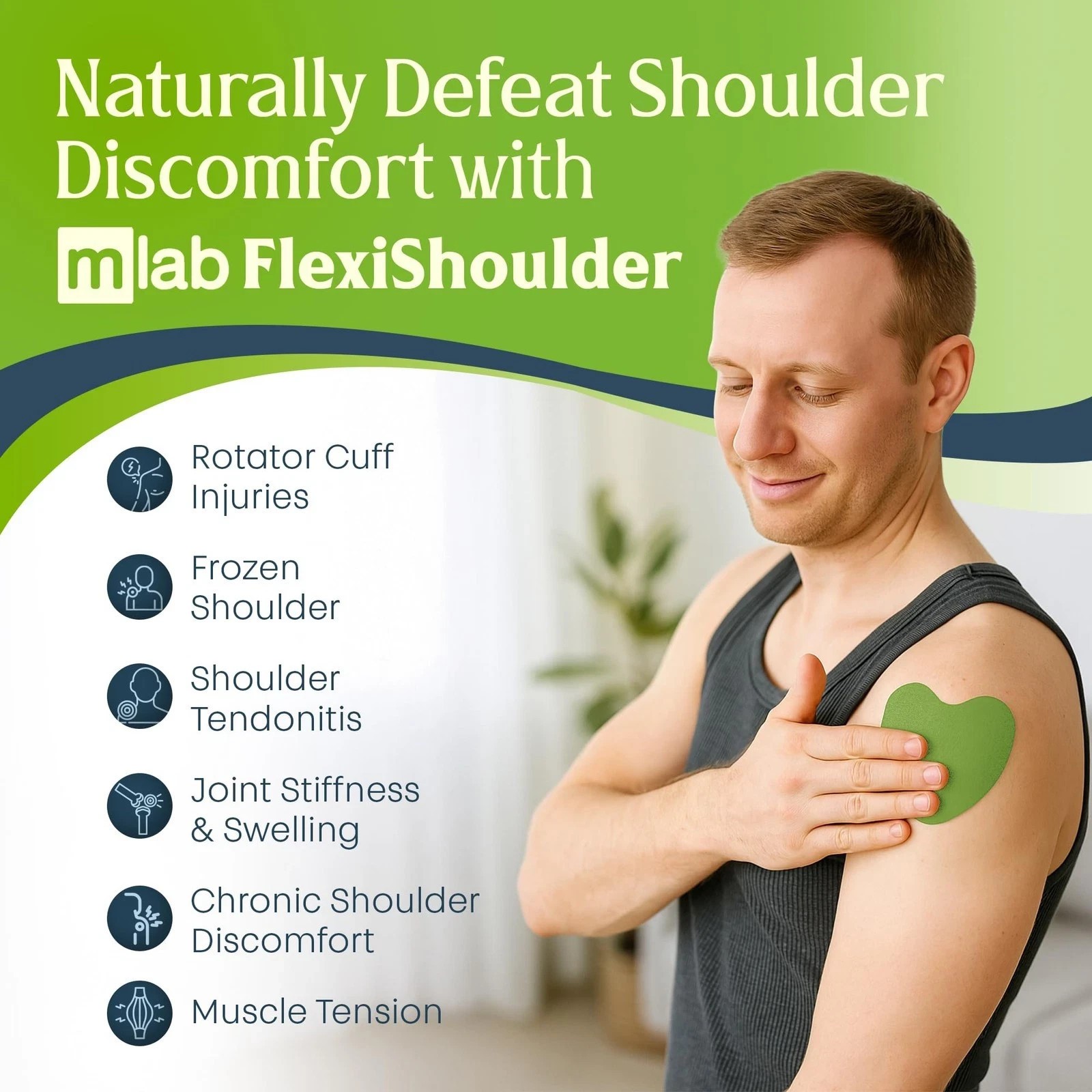 FlexiShoulder Natural Shoulder Relief Patch - Transdermal Herbal Warming Patches