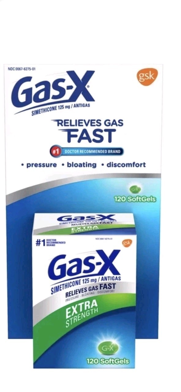 Gas-X Extra Strength 125 mg Simethicone Anti Gas Relief 120 Softgels Fast Relief