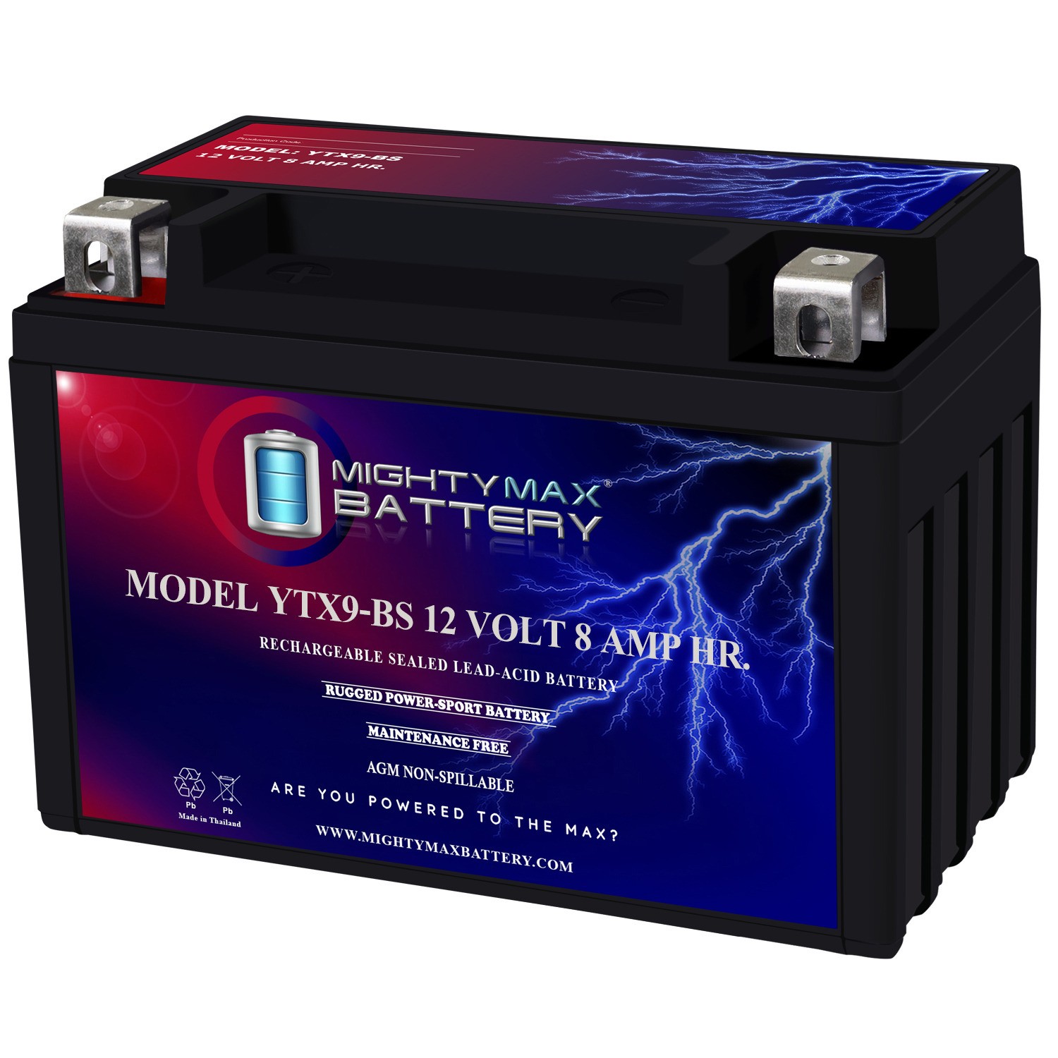 Mighty Max YTX9-BS SLA Battery Replacement for CTX9-BS , WP9-BS, FTX9-BS