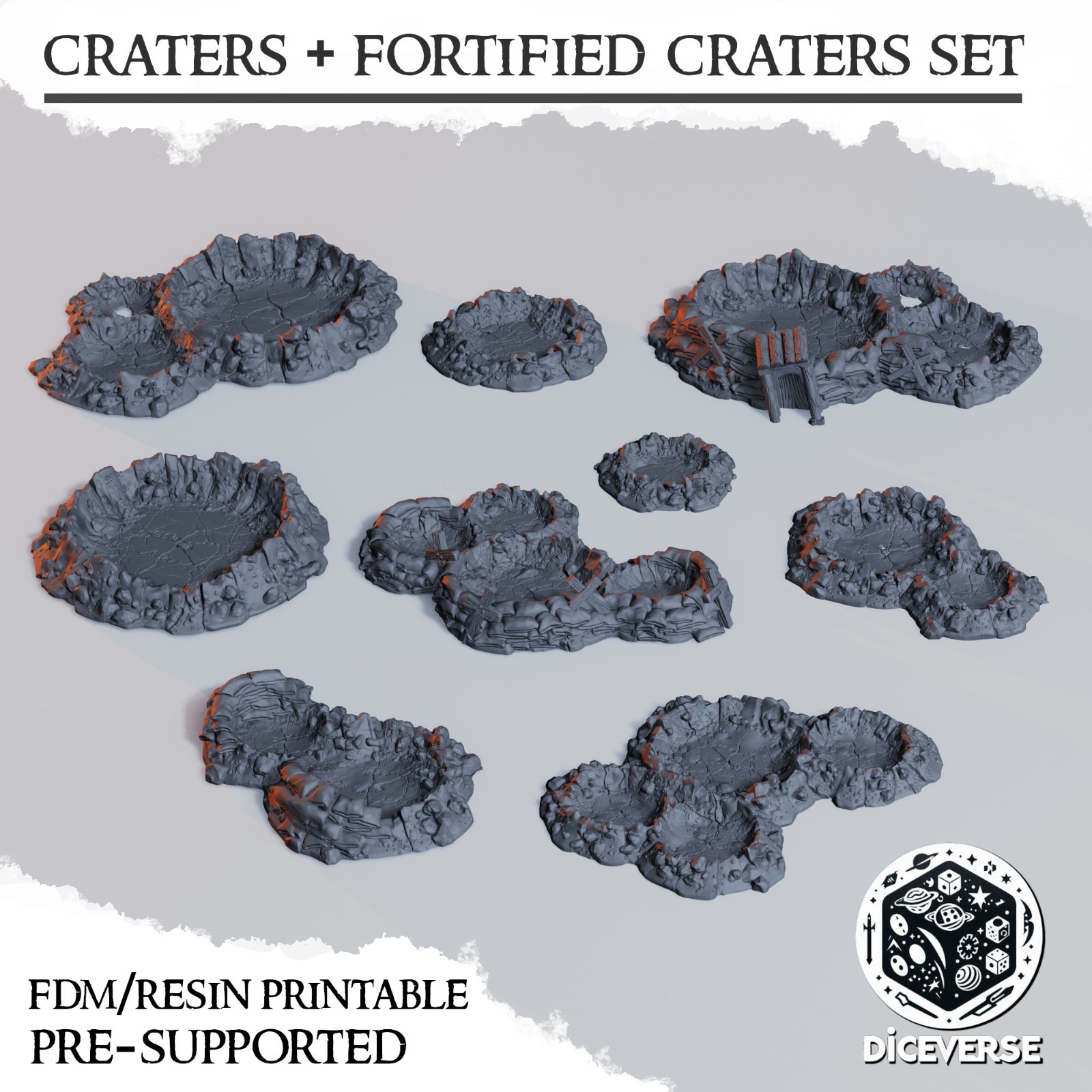 Tabletop Terrain - Wargaming Terrain - Scatter Terrain - Craters