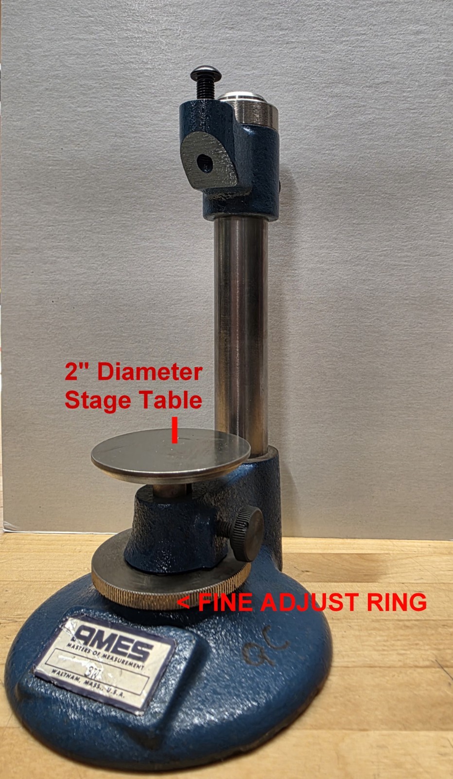 B.C. AMES Co., 3W Indicator Stand with fine adjust table.
