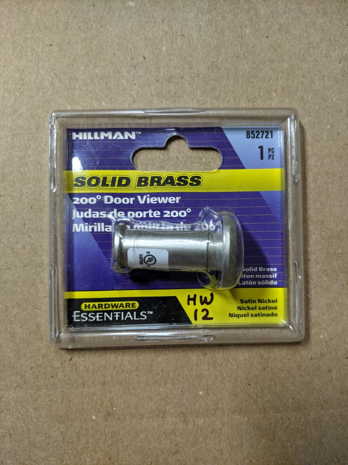 Hillman Solid Brass 200 Degree Door Viewer #852721 - New                    HW12