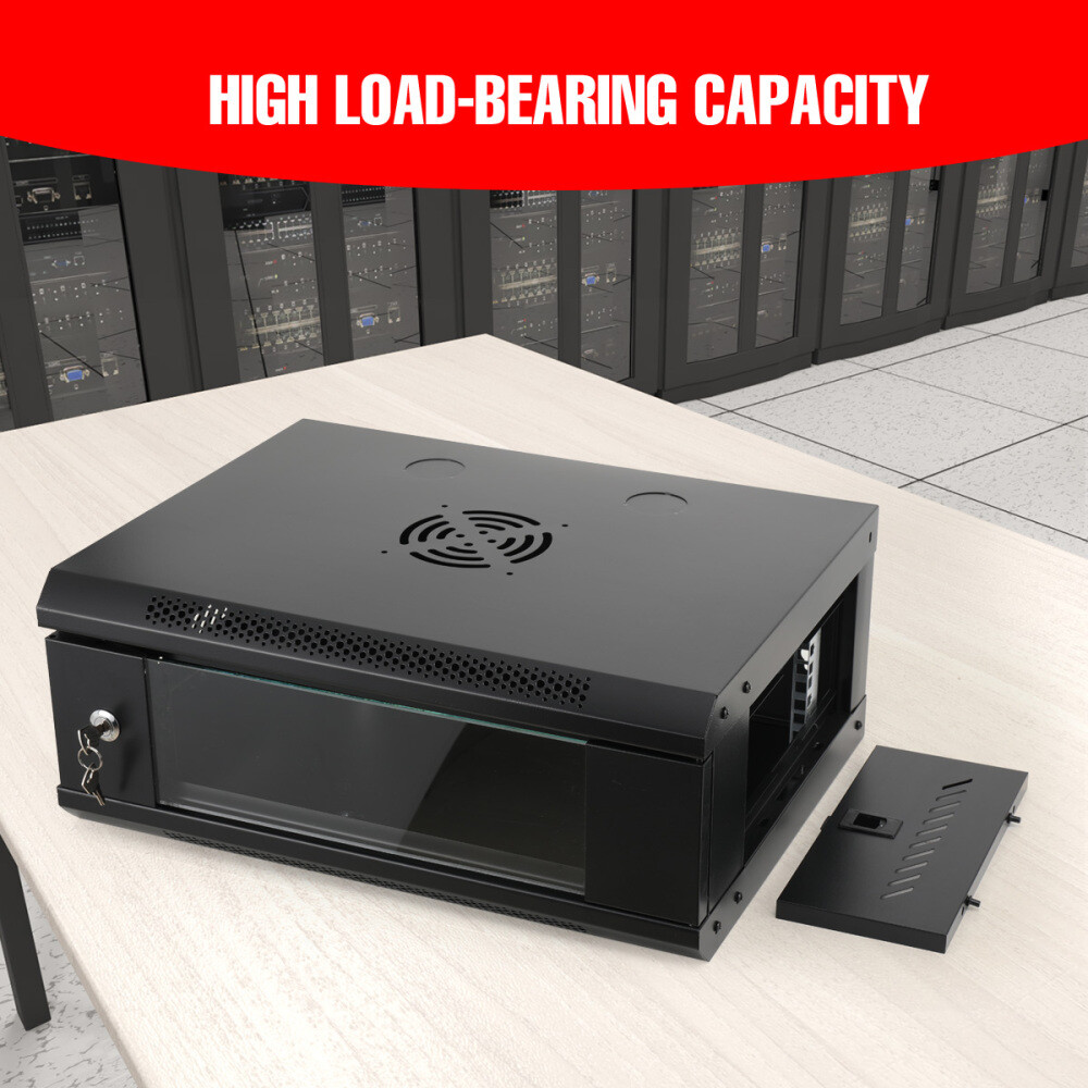 4U 22" Wall Mount Network Server Cabinet Enclosure Rack w/ Locking Lock & 2 Keys