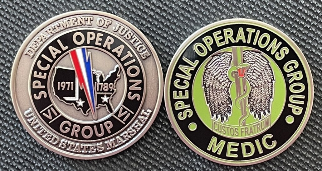 US Marshals Service SOG Medic TacticalBLACK OD version challenge coin