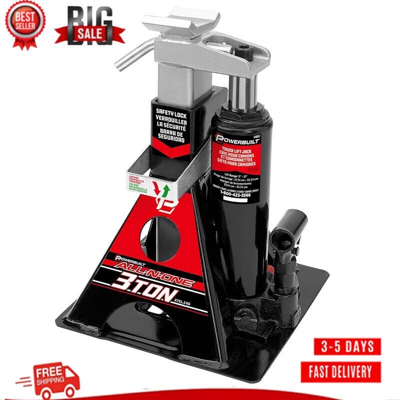 3 Ton Bottle Jack and Jack Stands 6000 Pound All-in-One Car Lift Vehicle Unijack