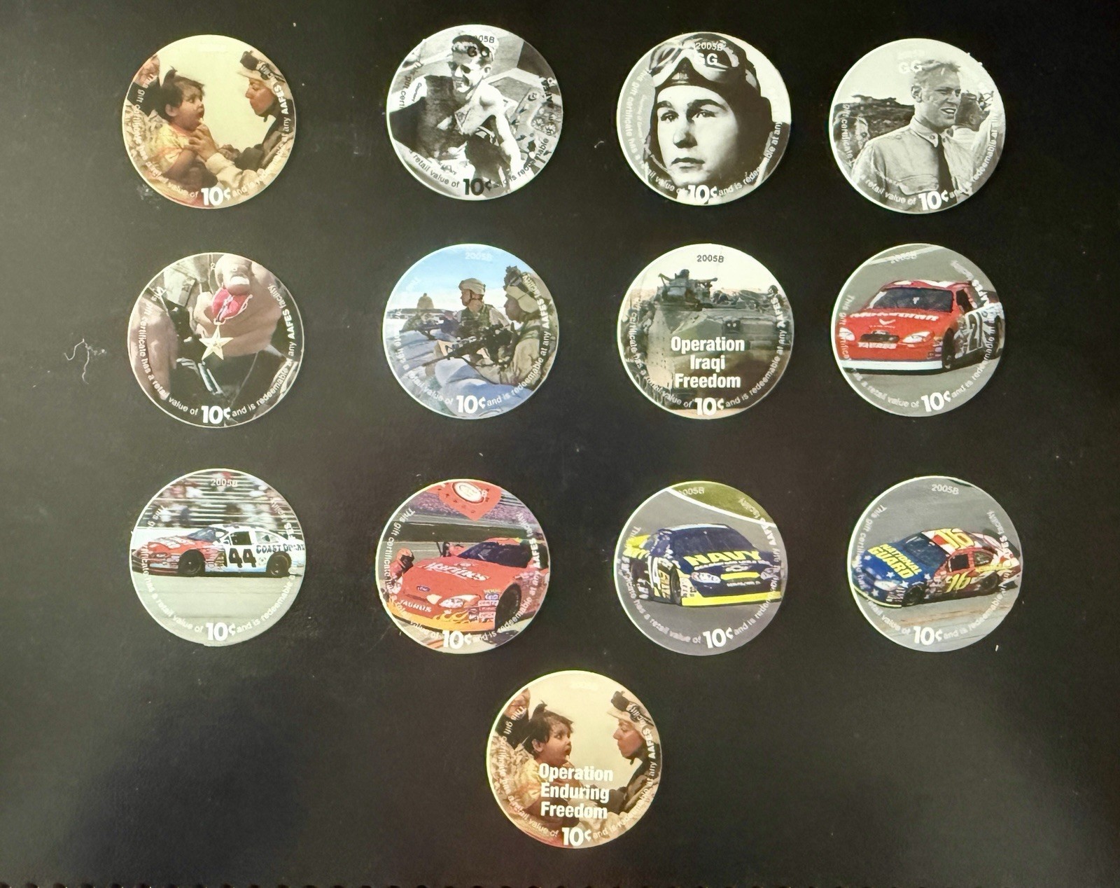7th  Printing  10 Cent COMPLETE Set, 2005B AAFES  Pogs,  AU, Excellent near mint
