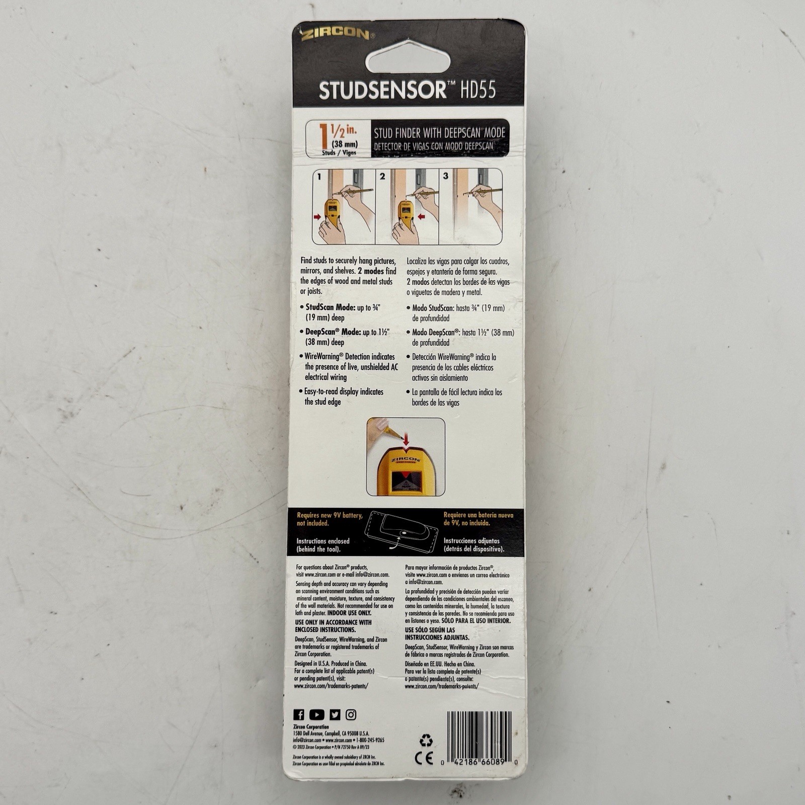 ZIRCON StudSensor HD55 Stud Finder with Deepscan Mode - 2 Modes - Open Box
