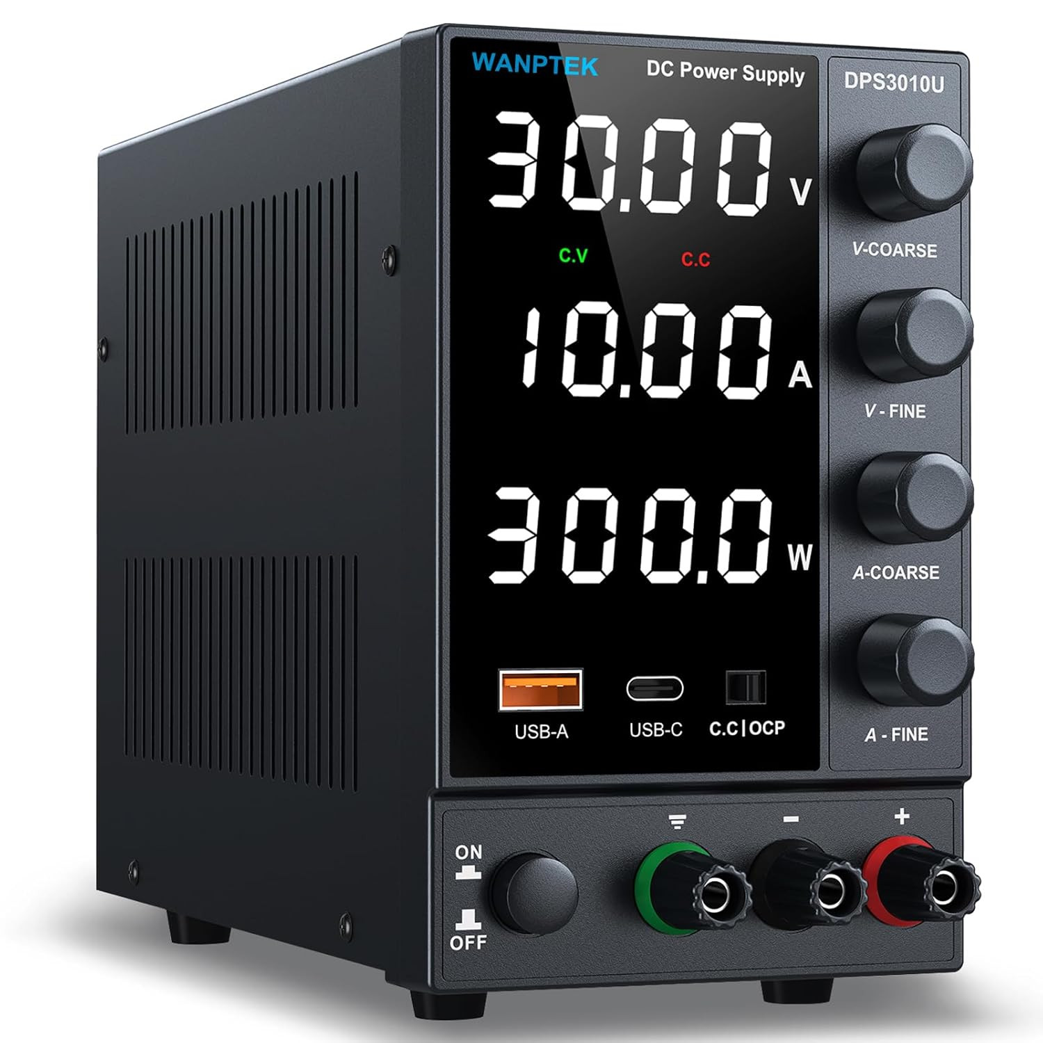 DC Power Supply Variable 0-30V 0-10A, Adjustable Switching Regulated Bench Power