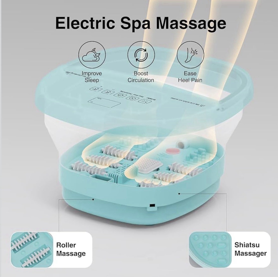 Foldable Electric Foot Bath Massager Blue Bubble Care Shiatsu (See Description)