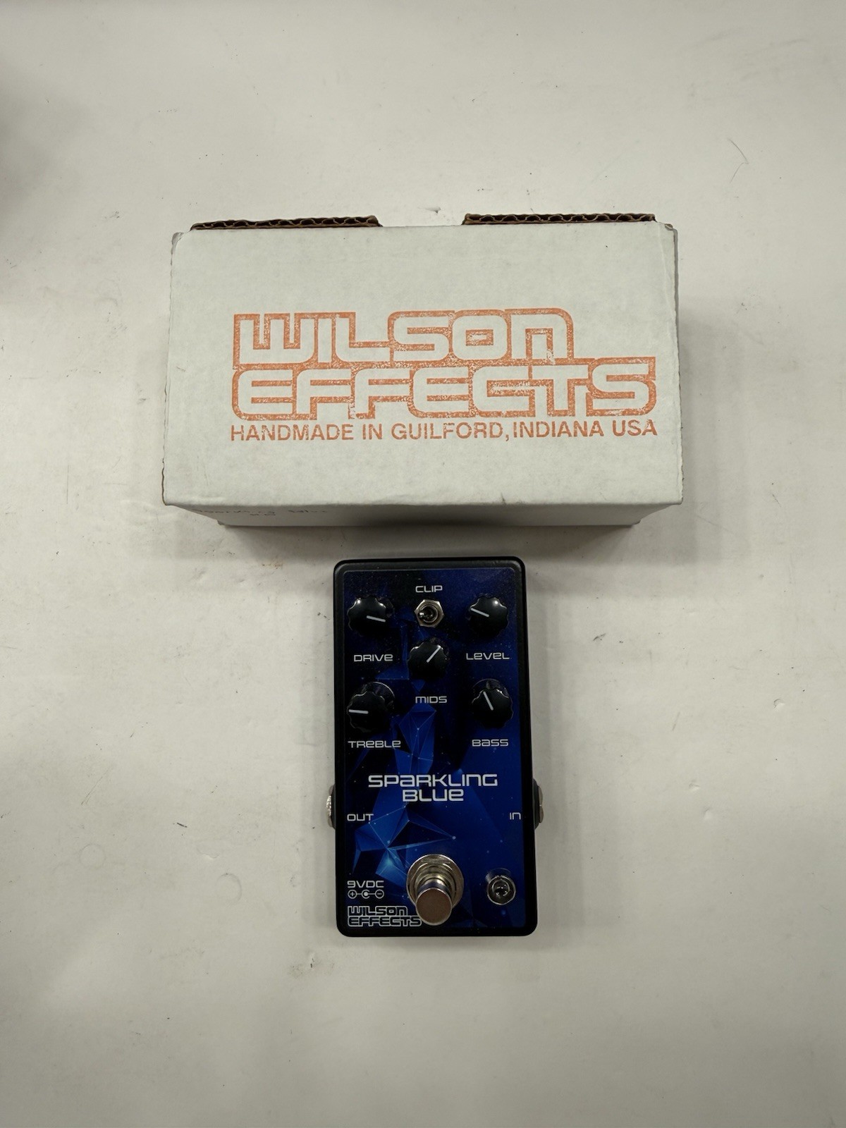 Wilson Effects Sparkling Blue Overdrive Distortion Guitar Effect Pedal + Box