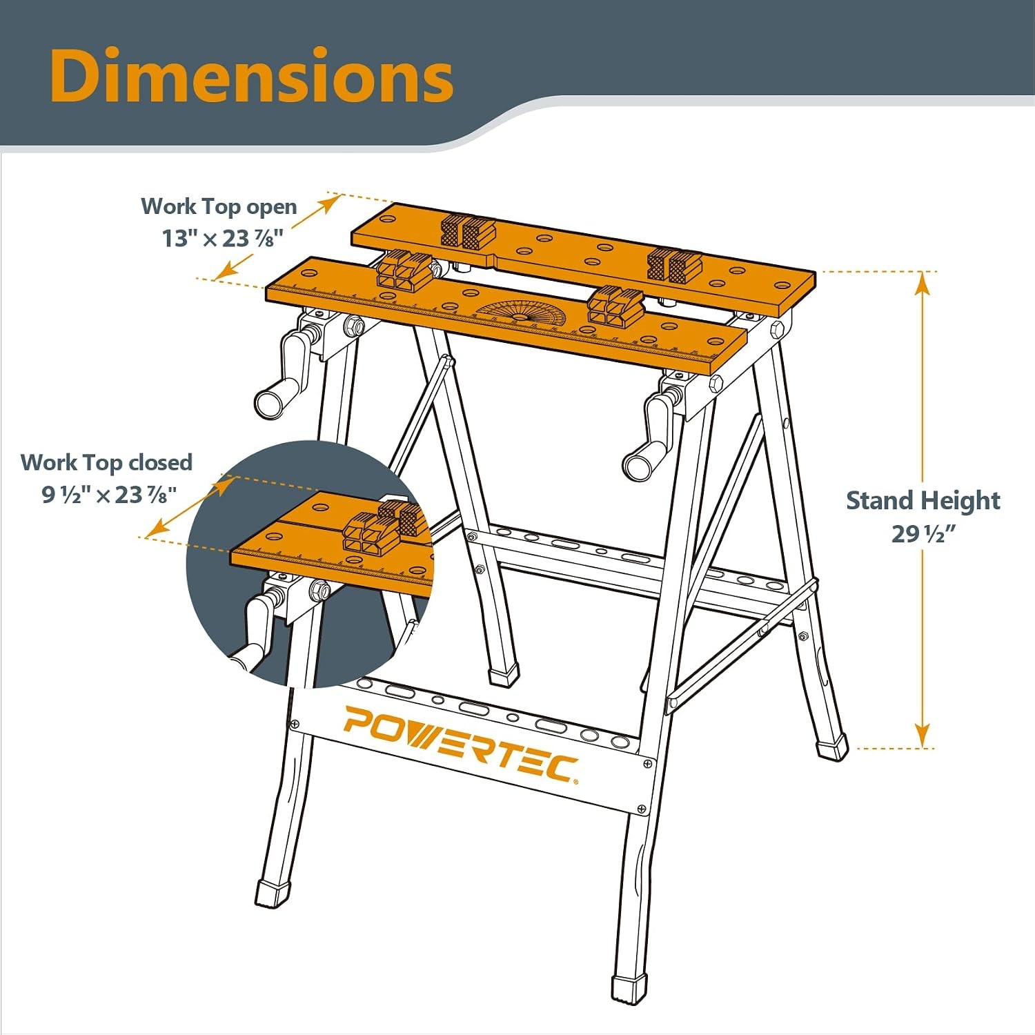 Portable Bamboo Workbench with Adjustable Vise Folding Frame Metric Imperial