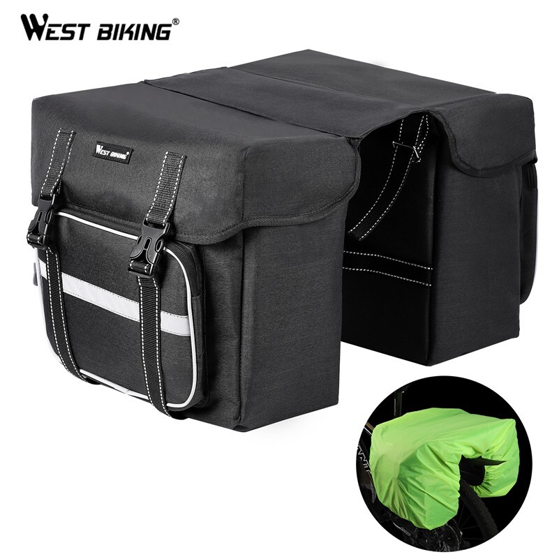 WEST BIKING Waterproof MTB Bike Double Pannier Bicycle Rear Bag Luggage Bag 25L