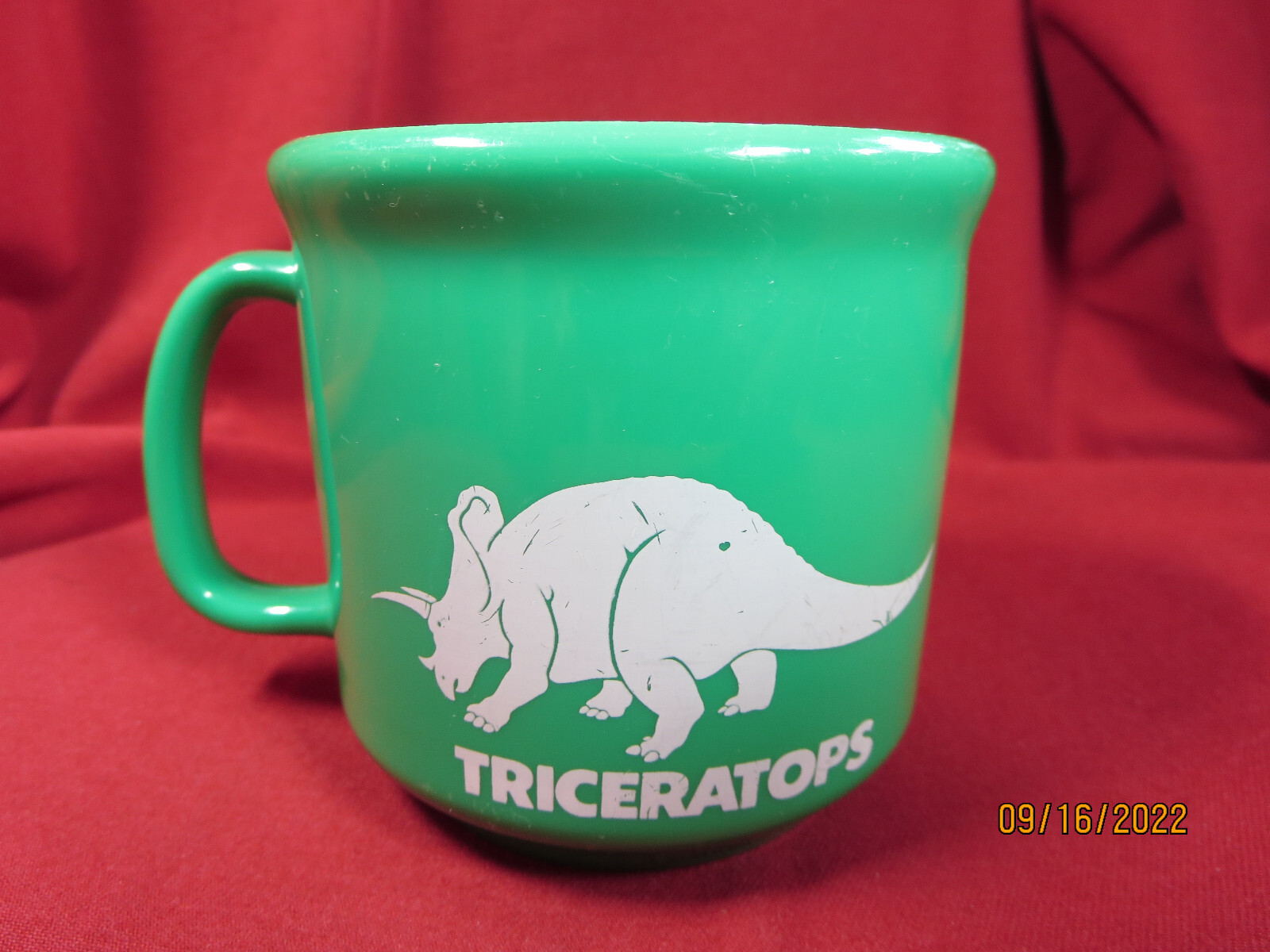 Green Triceratops Plastic Mug
