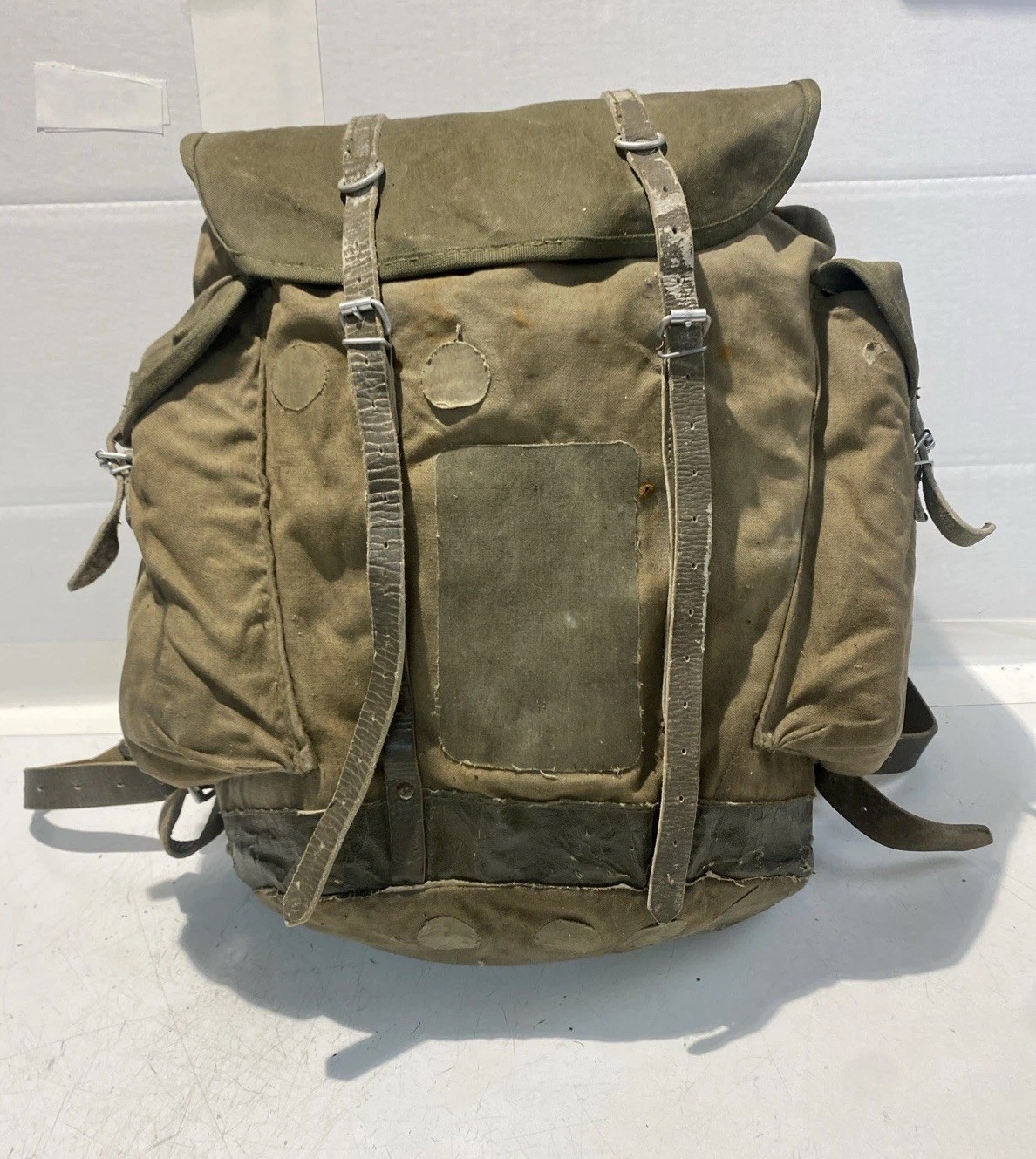 SWISS ARMY Backpack Rucksack 40s 50s Canvas Salt & Pepper Switzerland