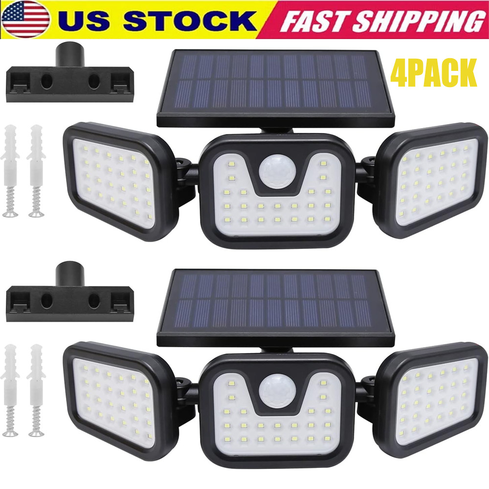 4 Pack LED Motion Sensor Solar Lights ,Outdoor IP65 Waterproof Security Lamp NEW