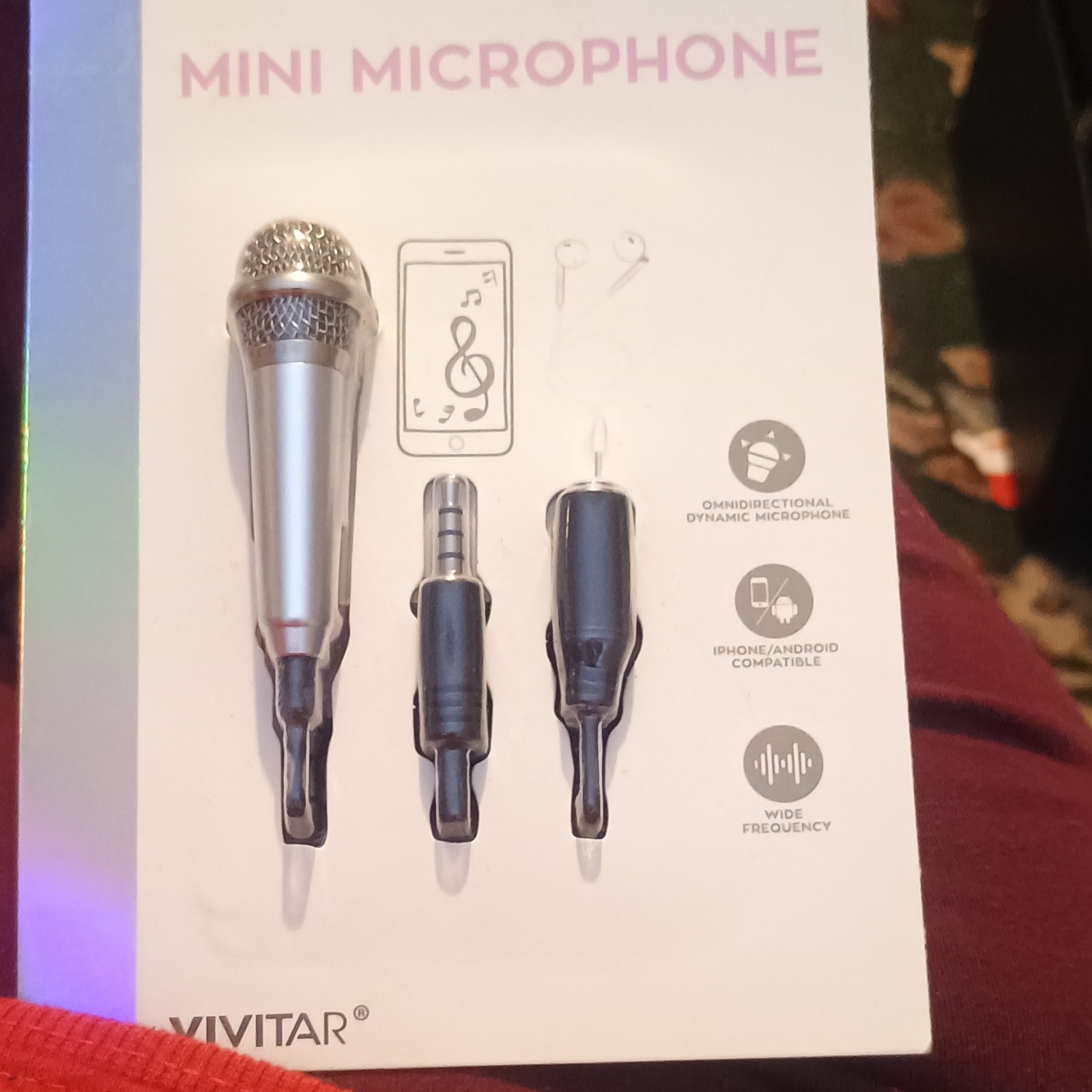 Vivitar Mini Microphone Omnidirectional Dynamic 3.5mm for Android iOS Silver