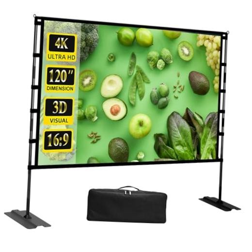 Upgrade Projector Screen Heavy-Duty Stand 120 inch Portable Projection Screen