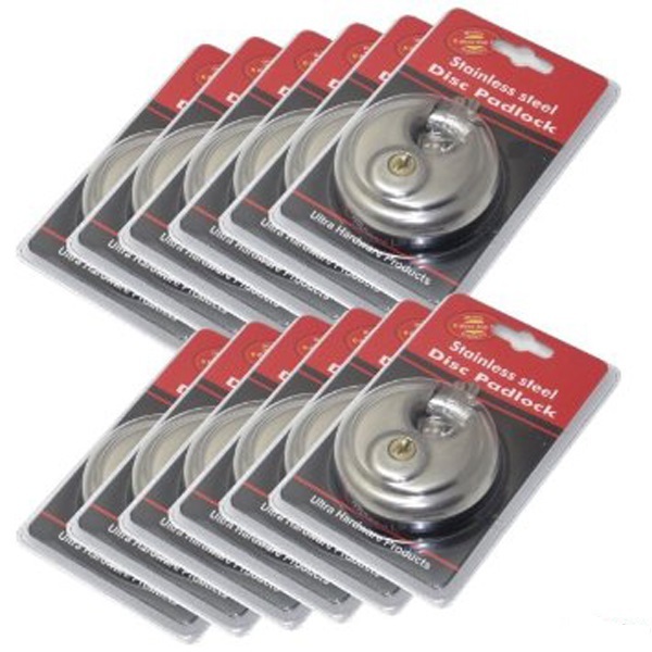 Keyed Alike Lot of 10 DISC PADLOCK 70mm Stainless Steel Storage Trailer Lock