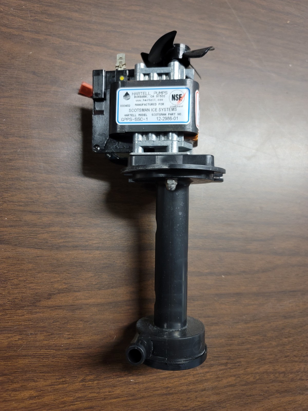 Scotsman Long Shaft Water Pump SCCP50MB-1SS Icemaker Used Good Hartell Pumps