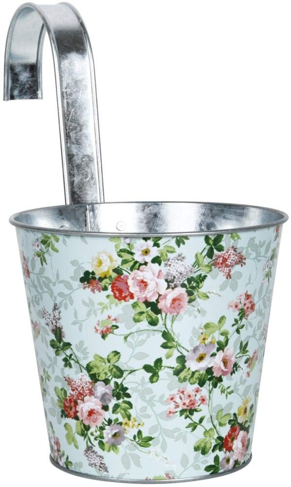 Esschert Design RD47 Rose Print Flower Pot with Hook, Multicolor