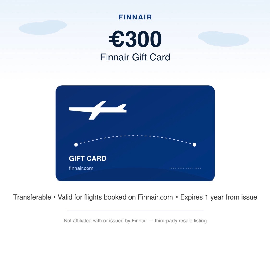 300€ Finnair Gift Card / lahjakortti