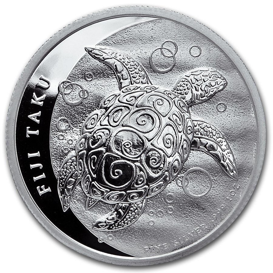 2013 Fiji Hawksbill Turtle 1 Oz .999 Silver $2 Dollar Coin ~~ NICE ~~