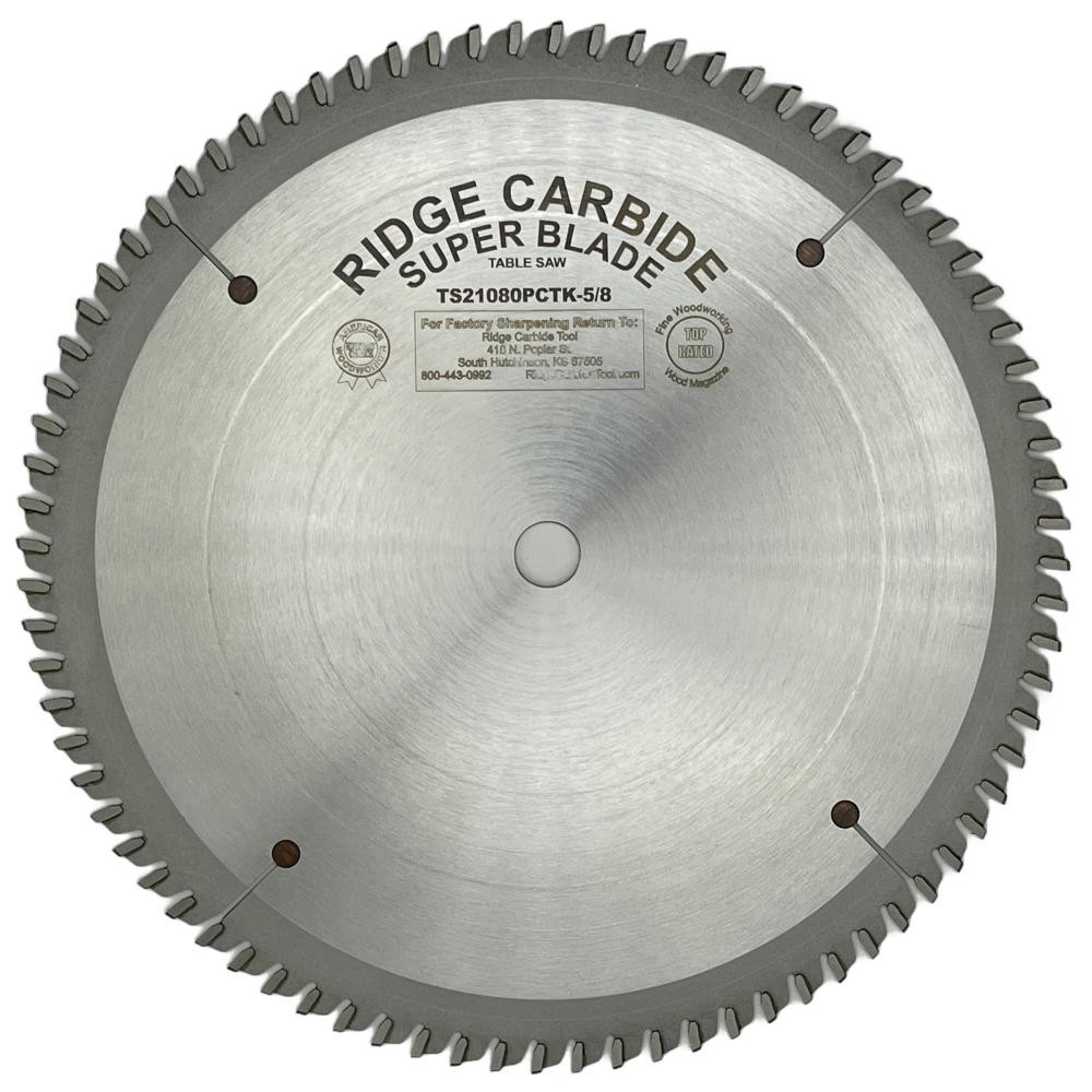 Ridge Carbide 10" PLEX-CUT Thin Kerf Blade | 80 Teeth, TC45 Grind, +5° Hook, 5/8