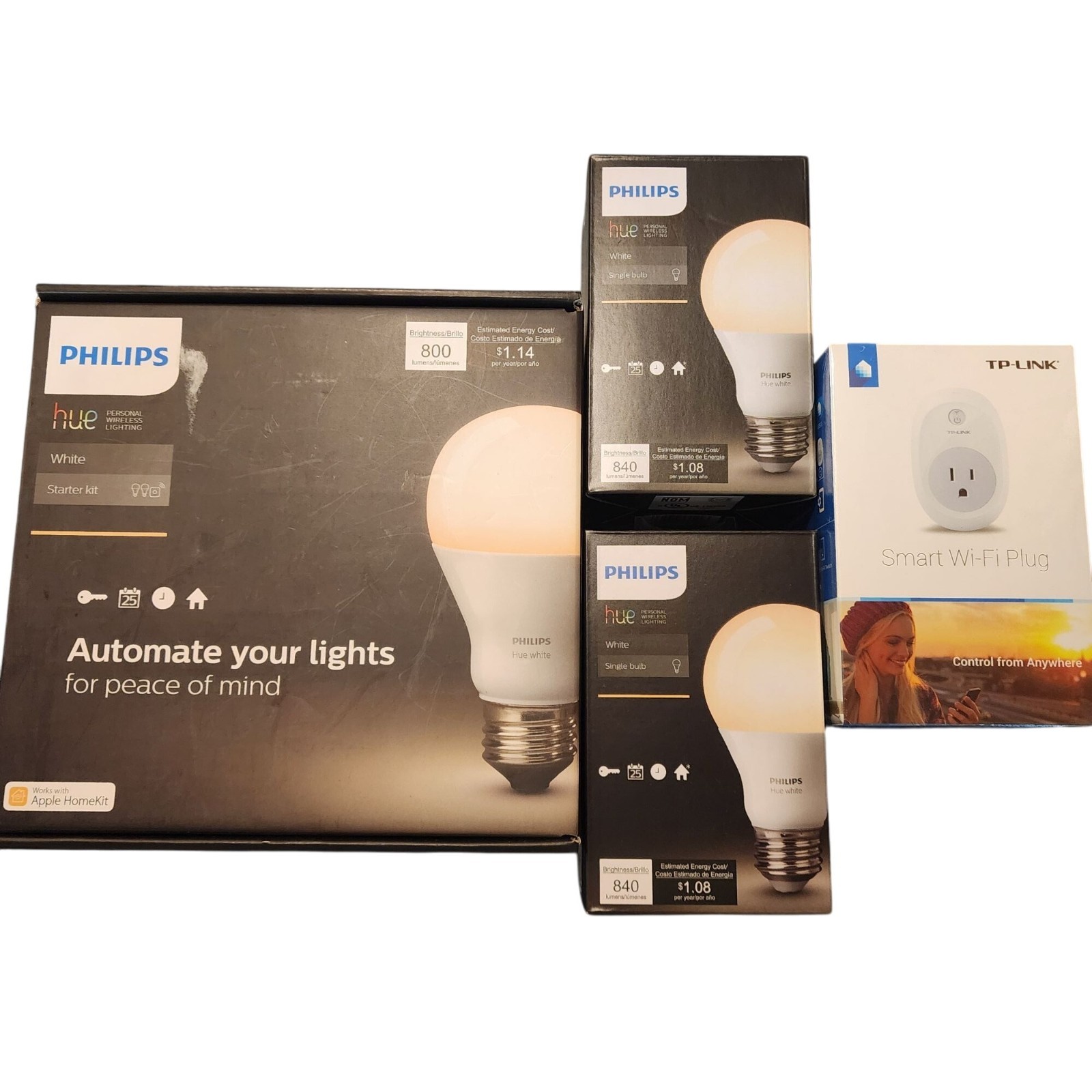 Philips Hue White Starter Kit With TP-Link Smart Wi-Fi Plug / +2 extra lights