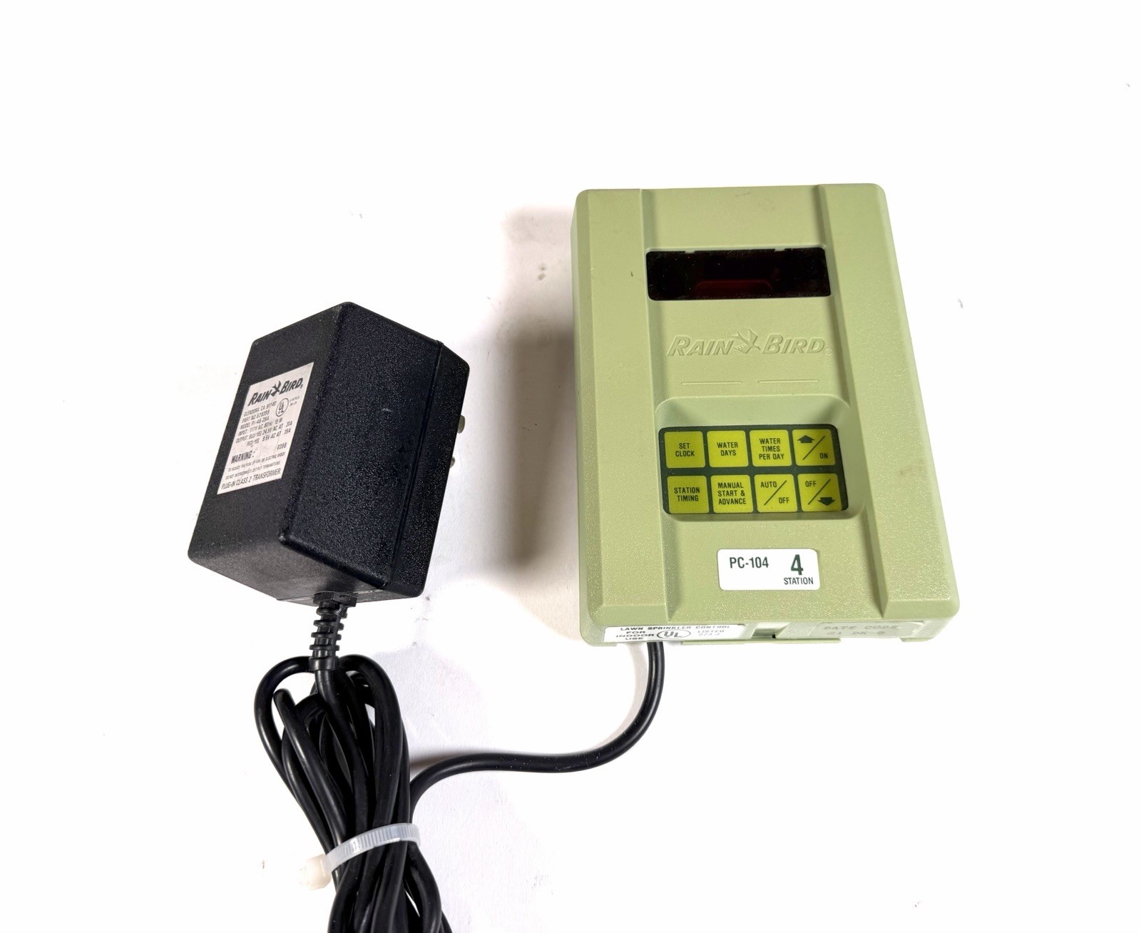 Vintage Rain Bird Digital PC-104 4 Station Lawn Sprinkler Control Timer TESTED