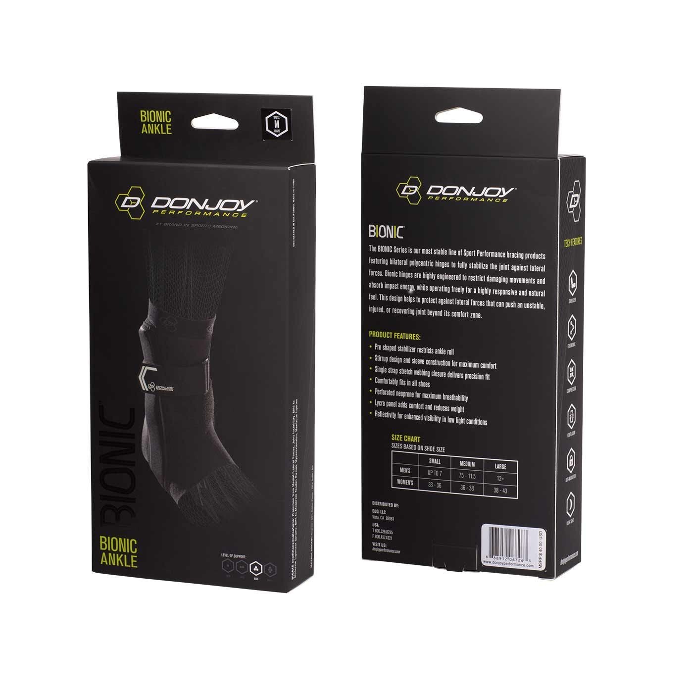 DonJoy Performance BIONIC Ankle Support Brace: Left Foot Large M:12+ W:13.5+!