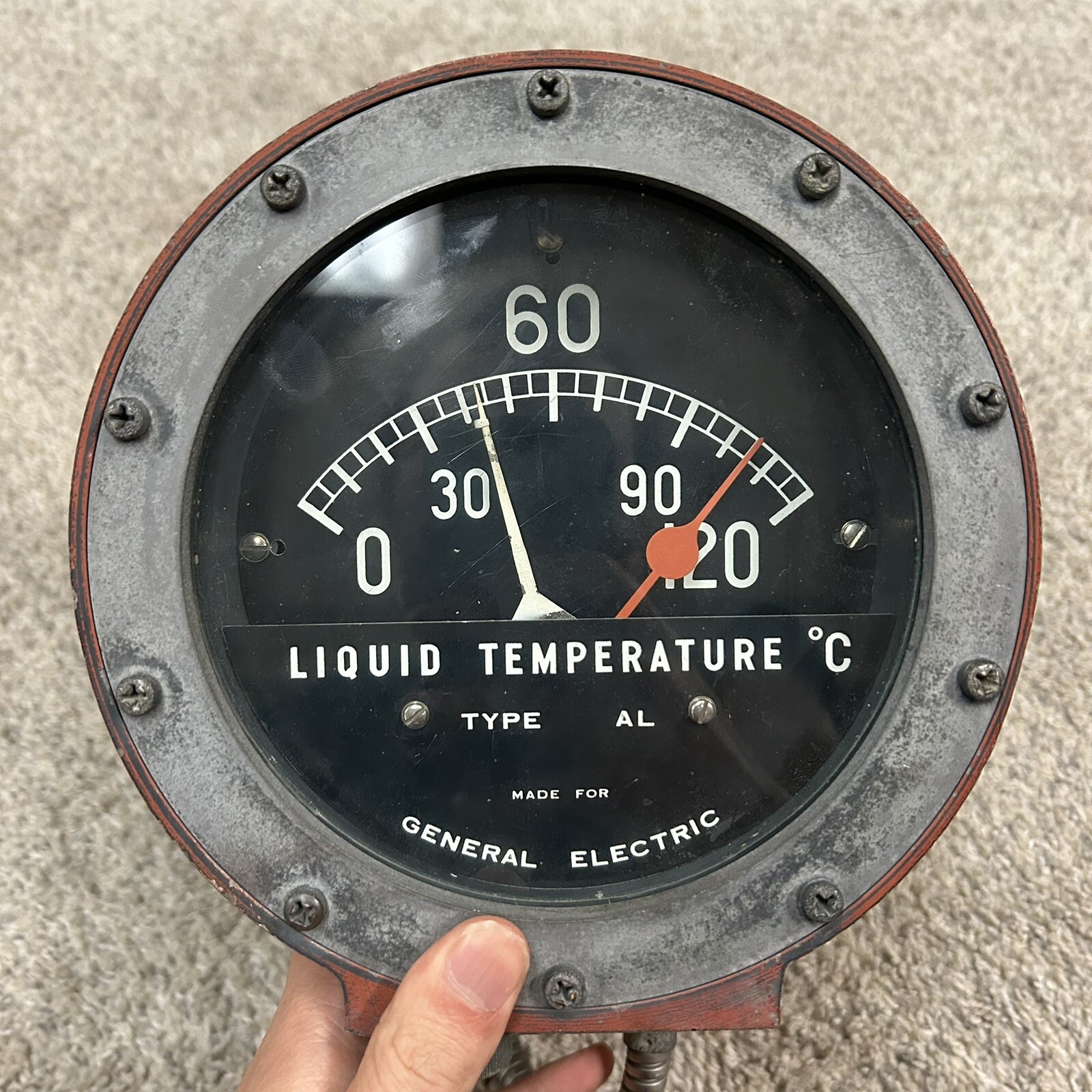 Vintage General Electric Winding Liquid Temperature Gauge Celsius Reading