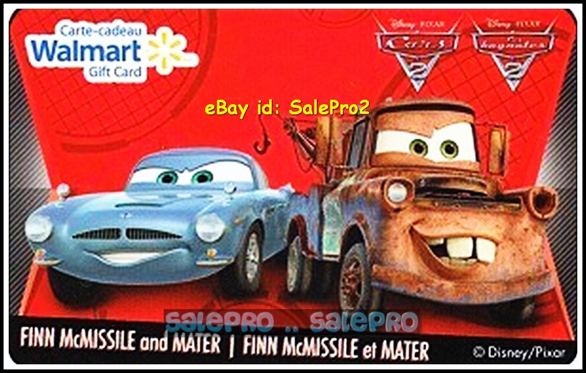 WALMART THE CARS MOVIE FINN McMISSILE AND MATER #FD21868 COLLECTIBLE GIFT CARD
