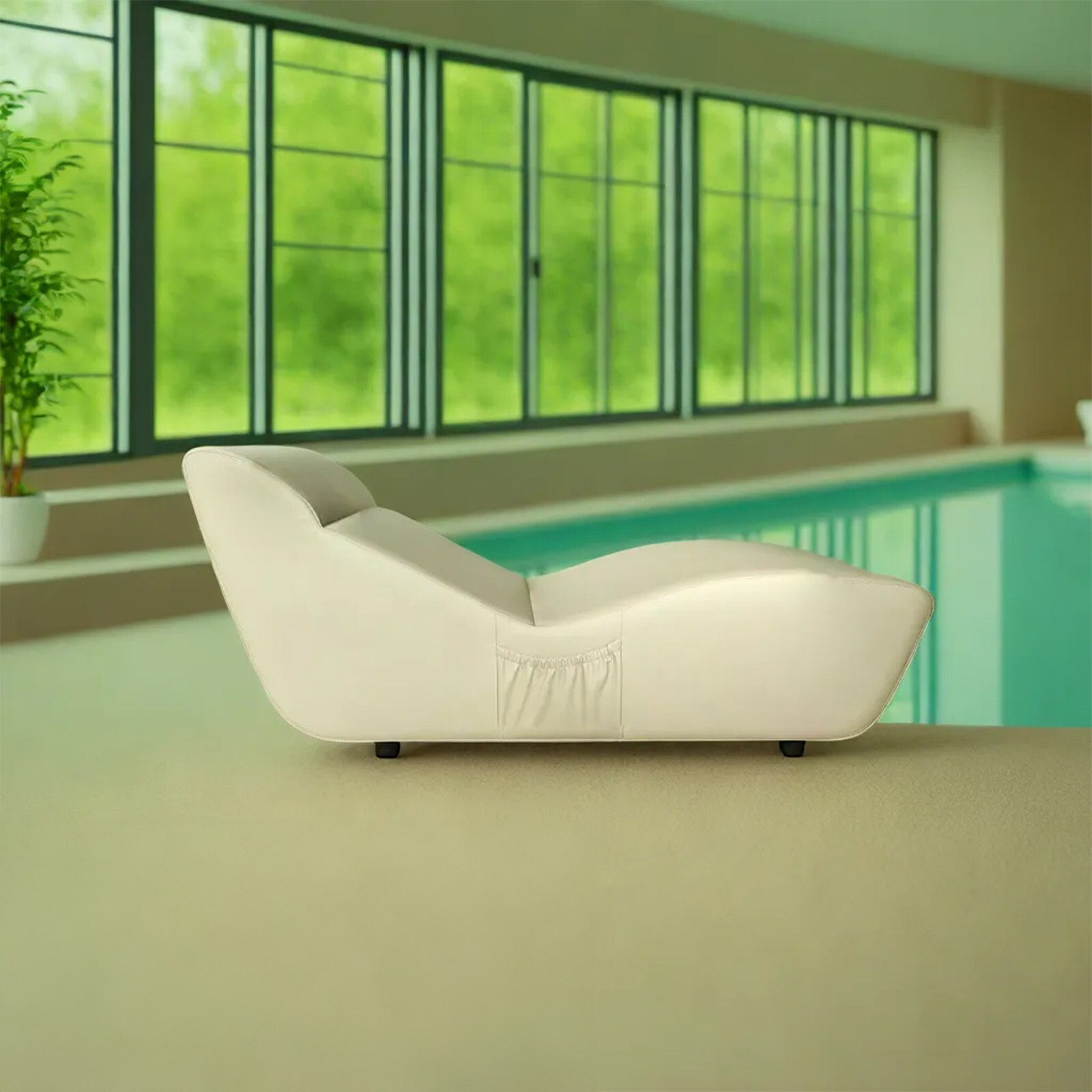 Handcrafted Wooden Spa Bed with Skai Lining and Side Pocket