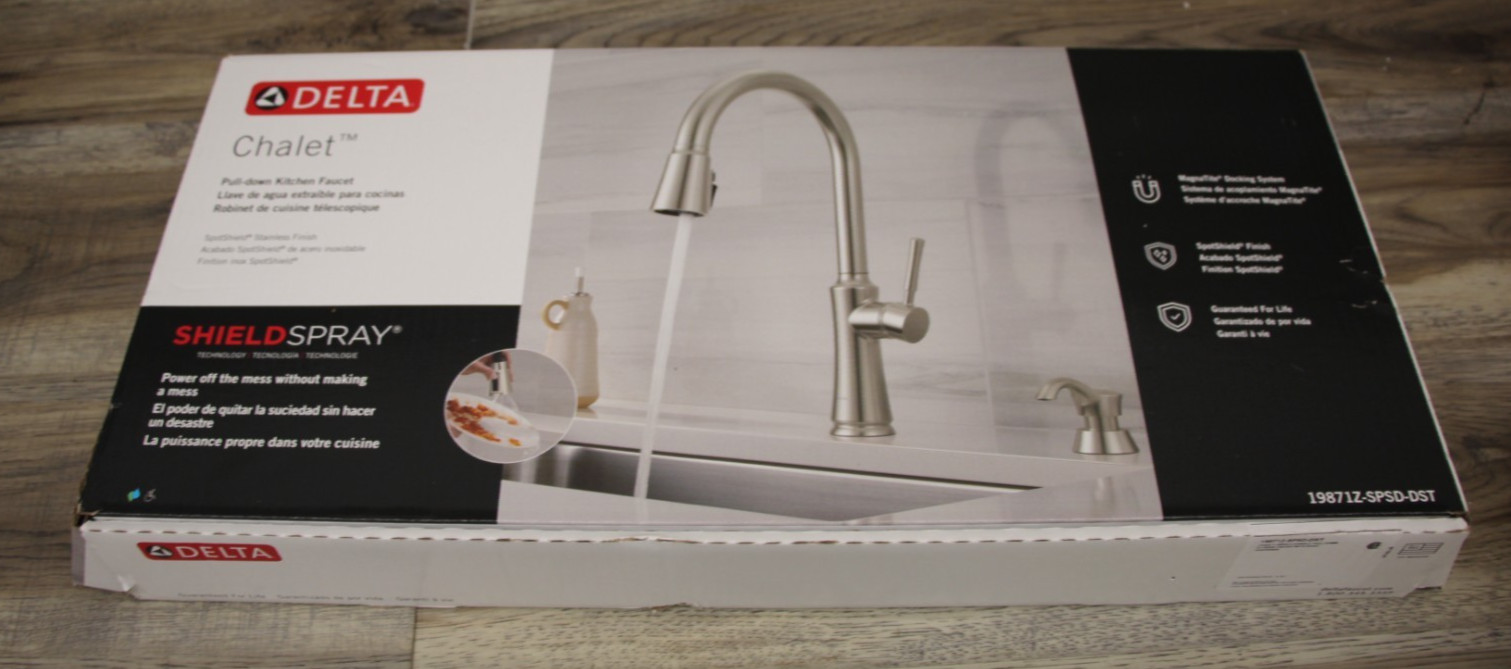Delta Chalet Pull-down Kitchen Faucet Stainless Finish 19871Z-SPSD-DST