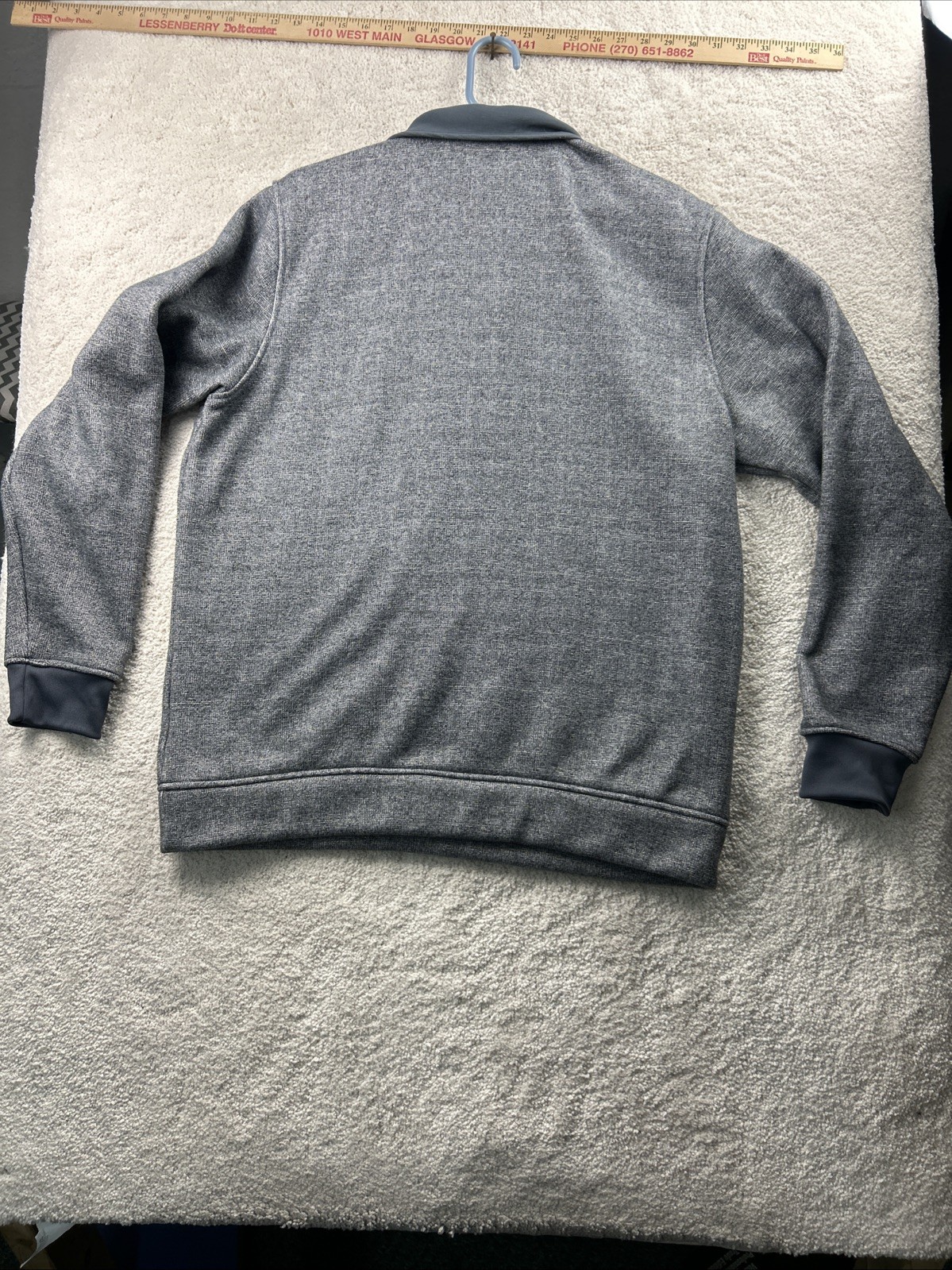 Ashworth 1/4 Zip Pullover Gray Fleece Lined Pattern Men’s Large Heavy Warm