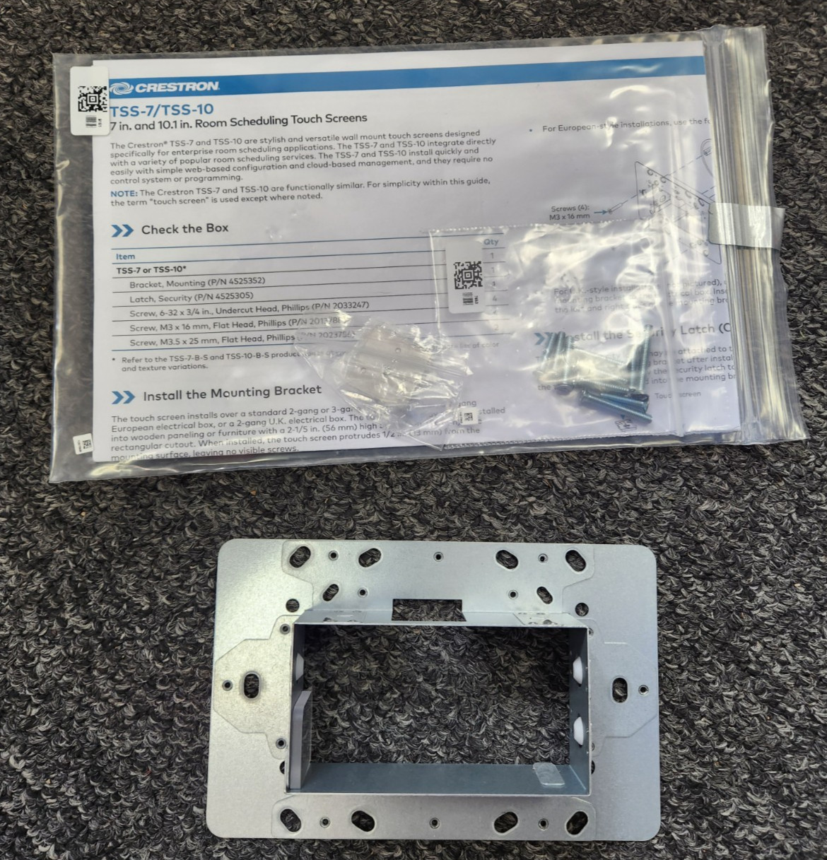 Crestron Wall Mount Bracket For TSW -1060, TSW-760, TSW-560, TSS-7, TSS-10 + Hwd