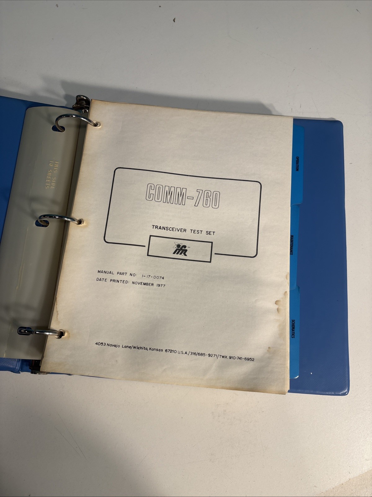 IFR COMM-760 Operation And Maintenance manual