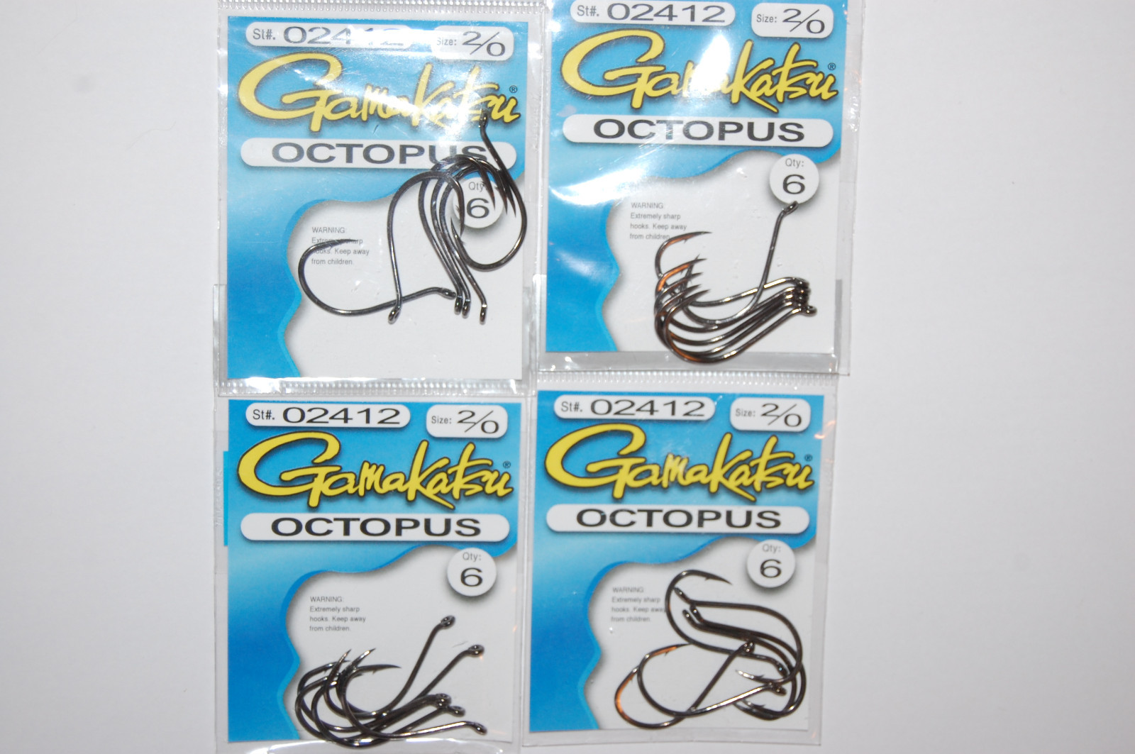 4 packs gamakatsu octopus hook size 2/0 6 per pack # 02412 hooks