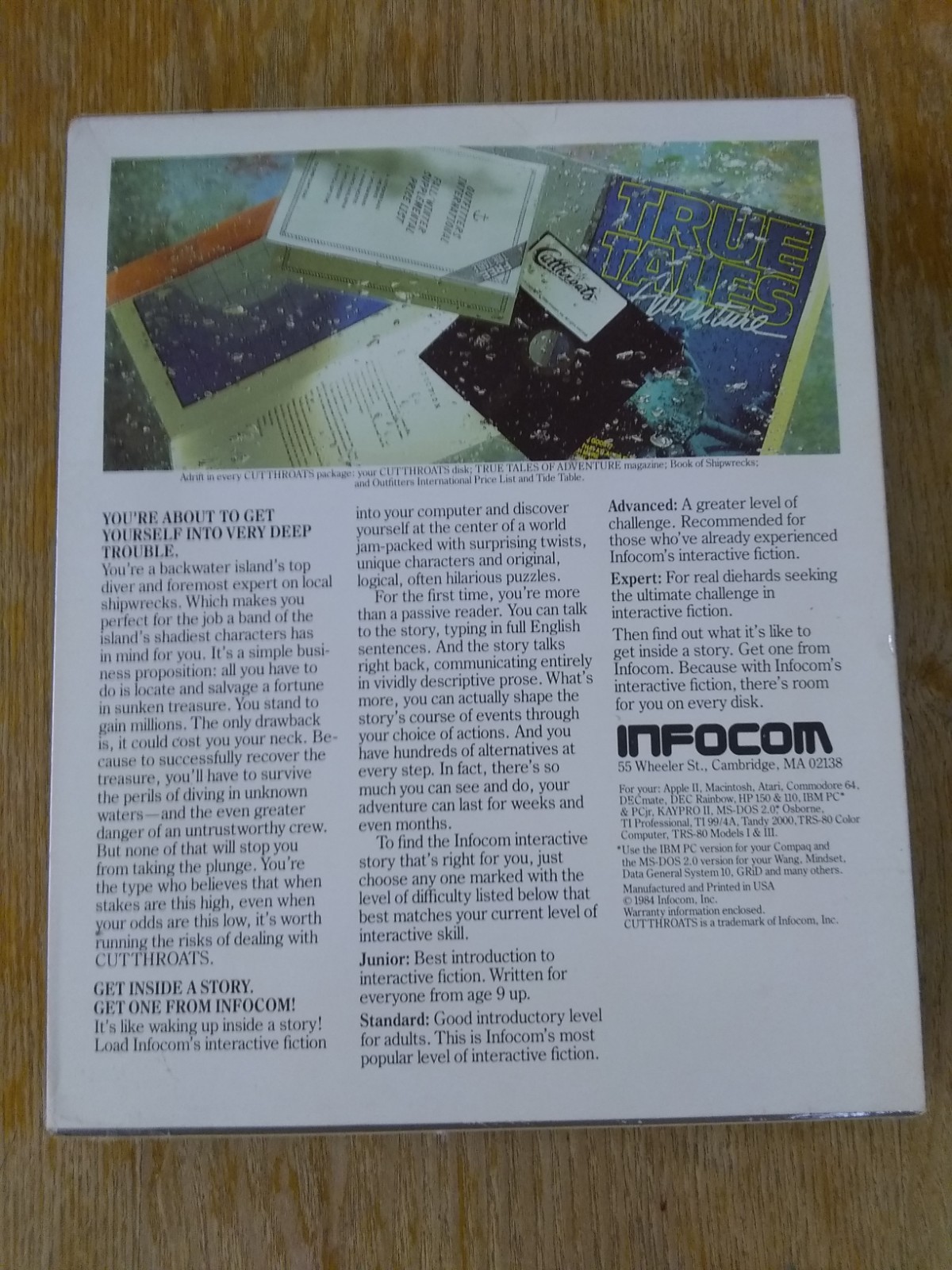 Cutthroats Tandy Version, IN BOX, Infocom, Cat# 25-1121