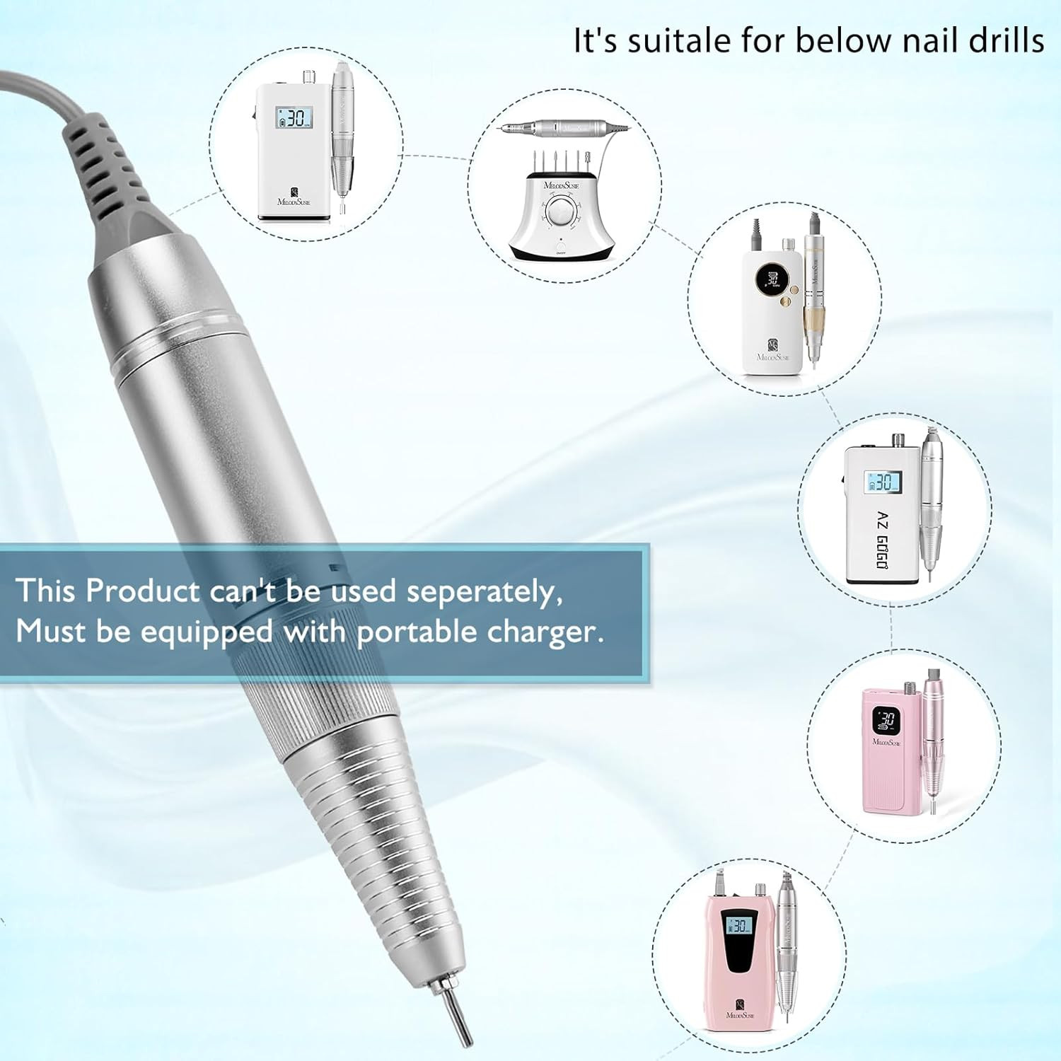 (Need Portable Host) Updated Handpiece for -102 Nail Drill Machine Part, 30000